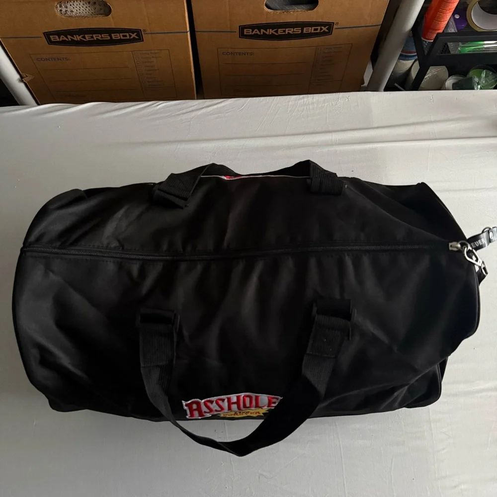 Asshol*s Live Forever Black Festival Overnight Weekend Gym Travel Duffle Bag